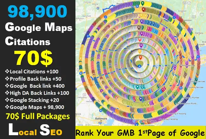 I can 98,900 google maps citations for gmb ranking and local business seo