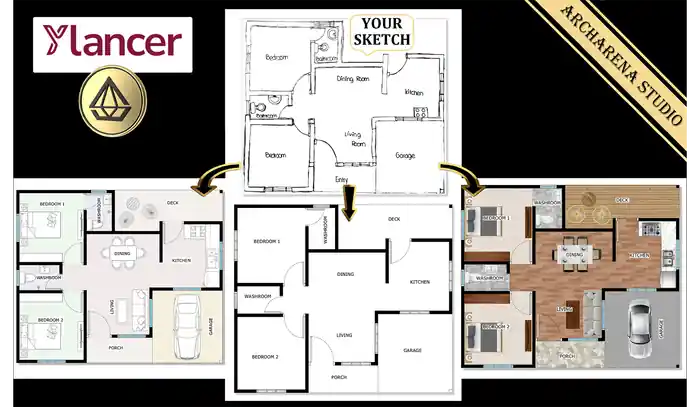 I can design Architectural 2D Floor Plan