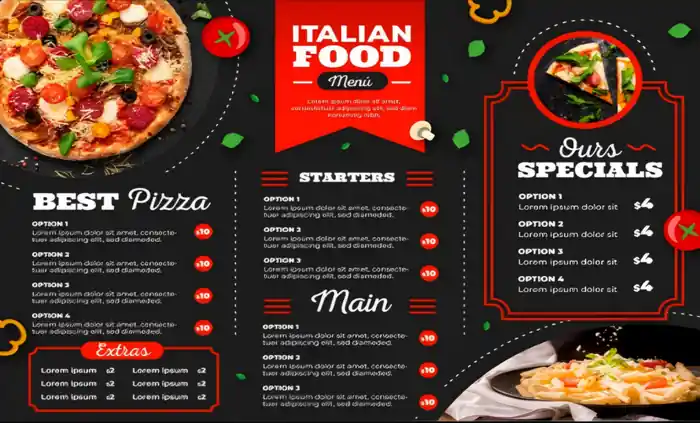 I can design menu card for restaurant, flyer design