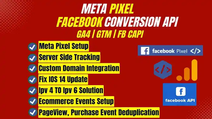 I can  setup meta pixel| facebook conversion api | GTM | GA4 | GAds Tracking