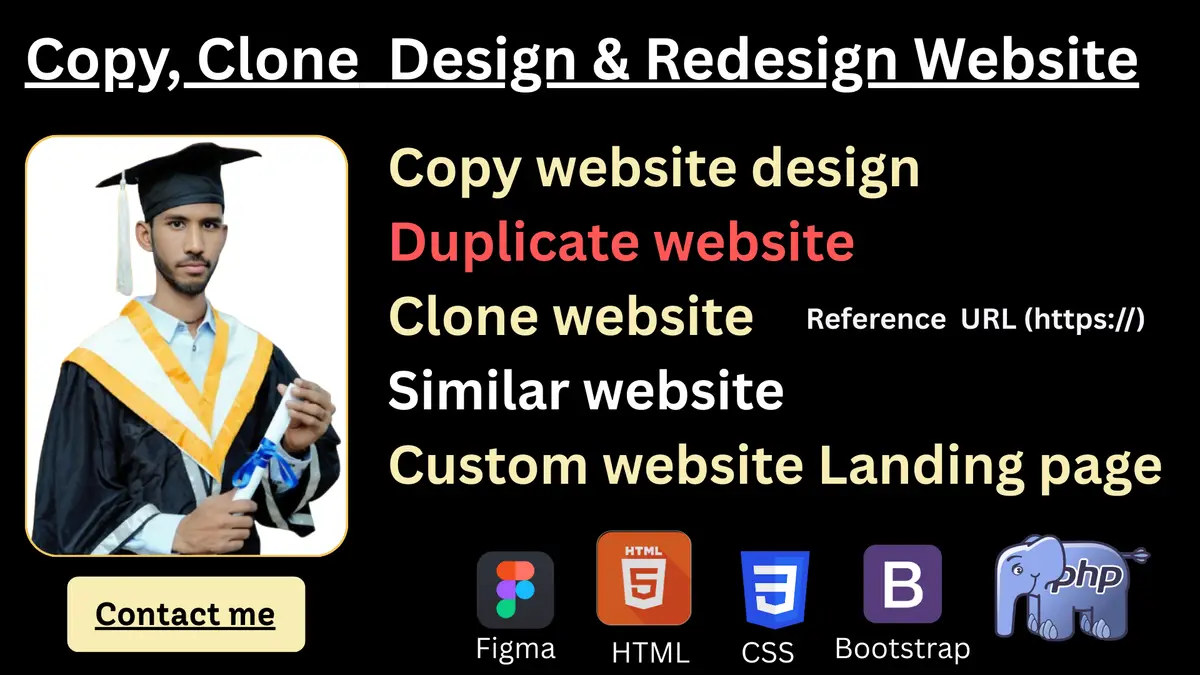 I can php website, html css bootstrap design clone php website