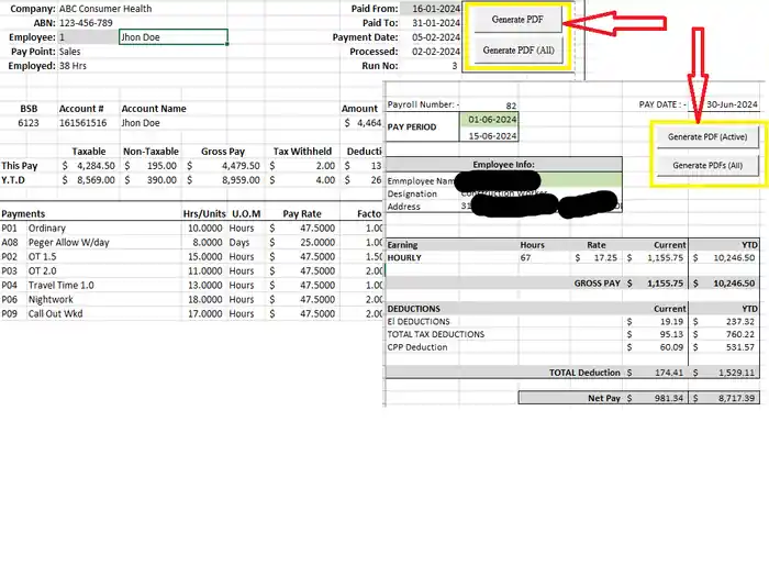 I can create professional payroll paystub in excel or google sheets.