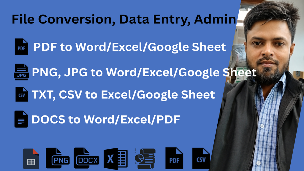 I can PDF conversion, data entry & virtual assistance