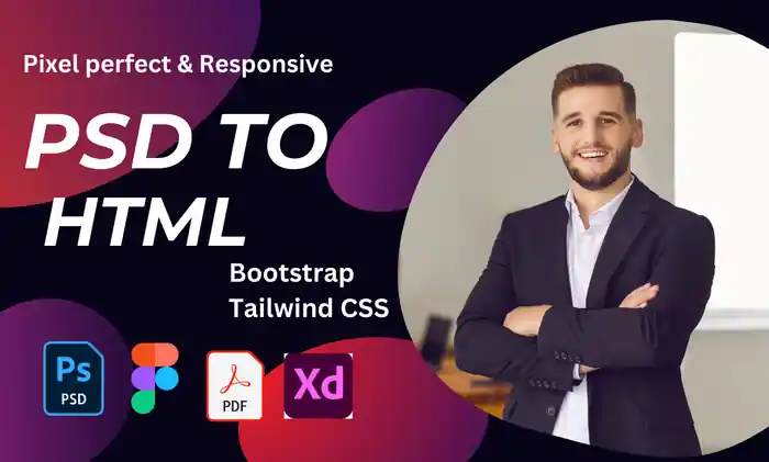 I can be your front end developer using HTML, CSS, bootstrap, react js