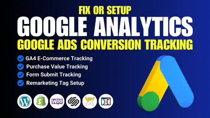I can setup google analytics 4, ga4 ecommerce track, ads conversion track