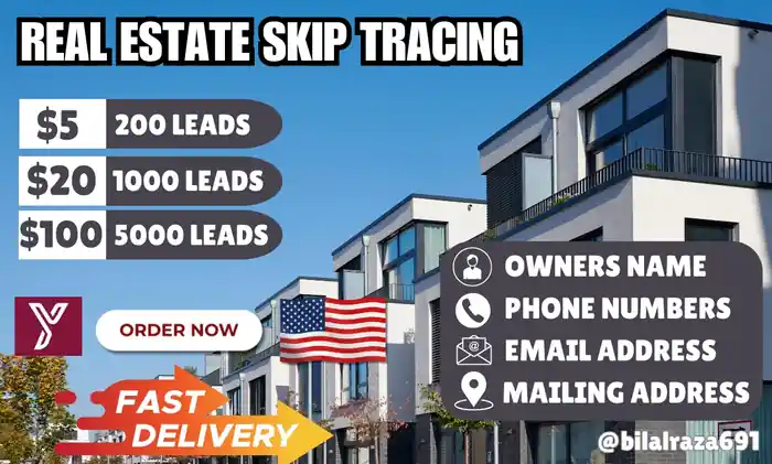 I can  real estate skip tracing in low price