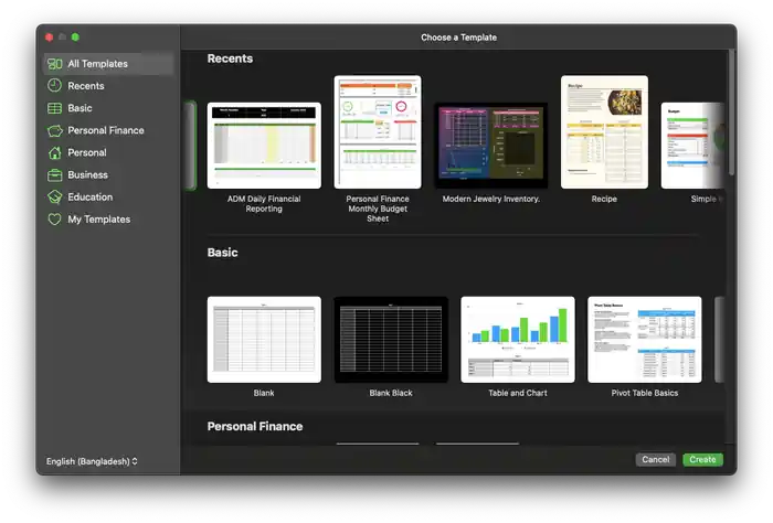 I can create, edit or input data into apple numbers and google sheet