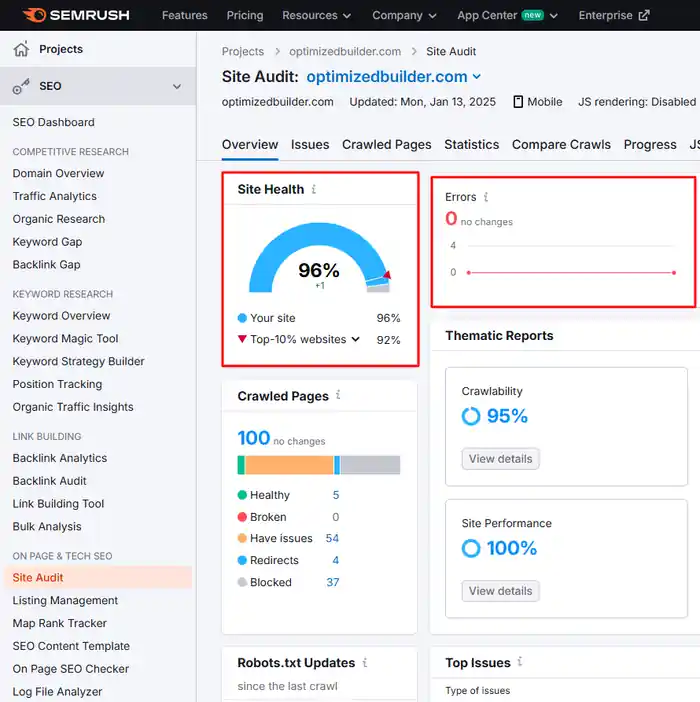 I can do technical SEO, semrush audit, fix errors, page indexing, and more