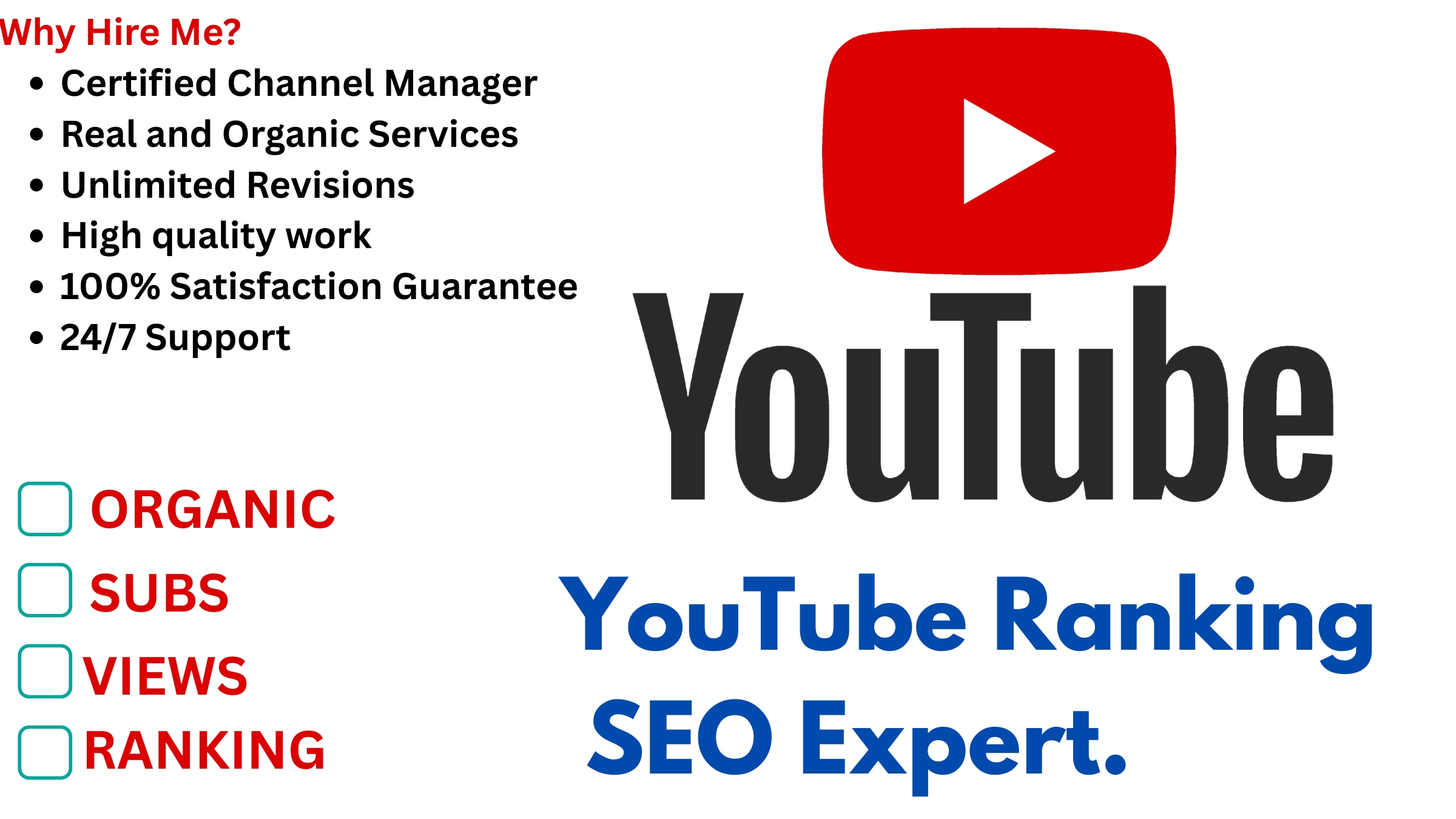 I can do Youtube channel SEO and video optimization for top ranking