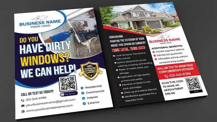 I can design flyer, postcard, for solar, lawn care, pressure washing, dental