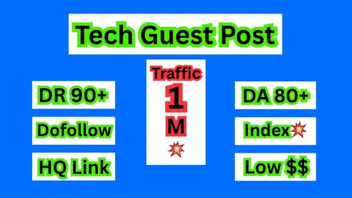 I can tech guest post on high da DR technology blog with dofollow backlinks