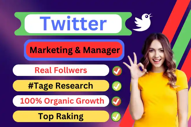 I can do twitter marketing and management organic followers growing
