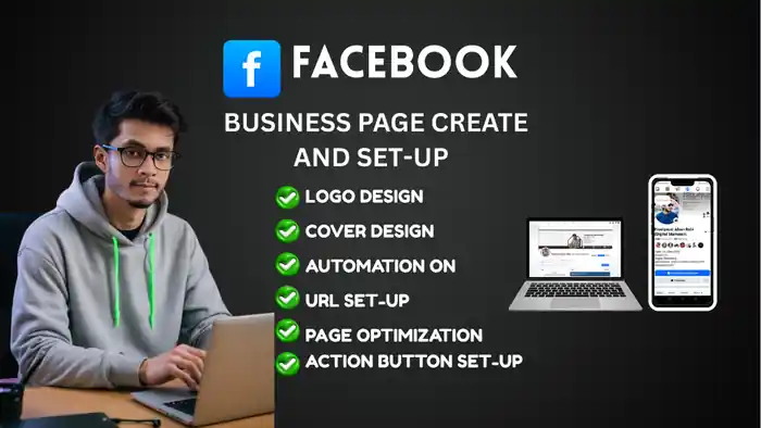 I can create and set up a facebook business page with logo cover image