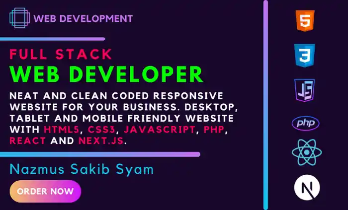 I can Create a Custom Website using HTML, CSS, JavaScript, React and Next.js
