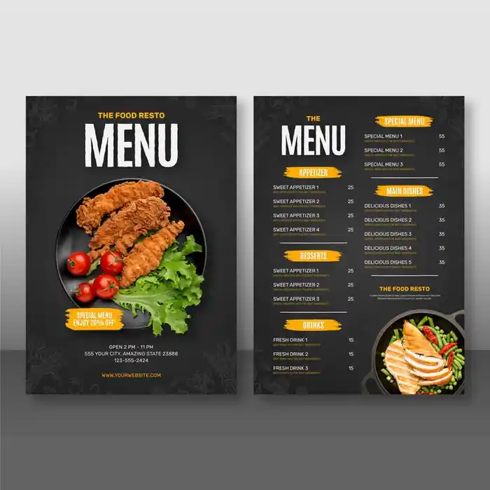 I can I will do an amazing menu design, food menu, restaurant menu design