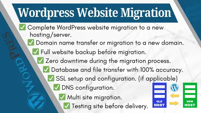 I can migration, move, clone, backup, migrate wordpress website to new host