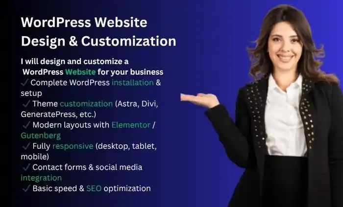I can develop WordPress websites using Elementor or custom themes